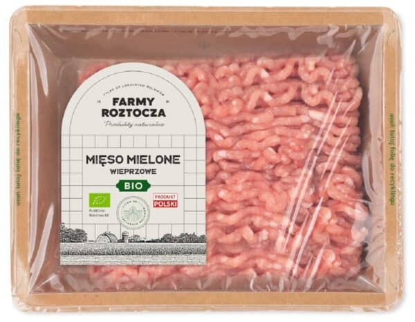 MIĘSO MIELONE WIEPRZOWE SUROWE BIO 300 g - FARMY ROZTOCZA (NA ZAMÓWIENIE) (1 szt.)