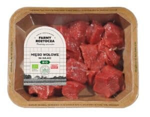 MIĘSO GULASZOWE WOŁOWE SUROWE BIO 300 g - FARMY  ROZTOCZA (NA ZAMÓWIENIE) (1 szt.)