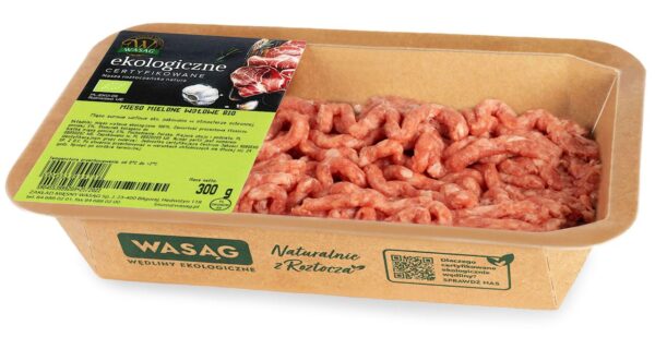 MIĘSO MIELONE WOŁOWE SUROWE BIO 300 g - WASĄG (NA ZAMÓWIENIE) (1 szt.)