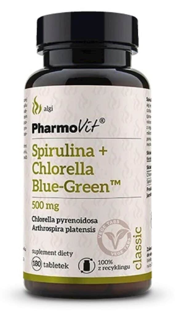 SPIRULINA + CHLORELLA BLUE-GREEN BEZGLUTENOWA 180 TABLETEK - PHARMOVIT (CLASSIC) (1 szt.)