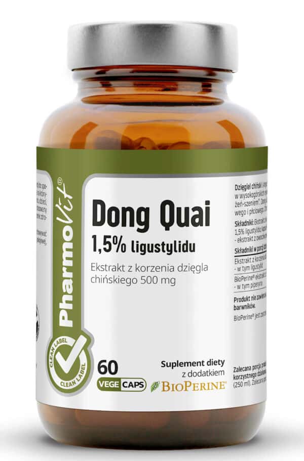 DZIĘGIEL CHIŃSKI (DONG QUAI) EKSTRAKT (500 mg) BEZGLUTENOWY 60 KAPSUŁEK - PHARMOVIT (CLEAN LABEL) (1 szt.)
