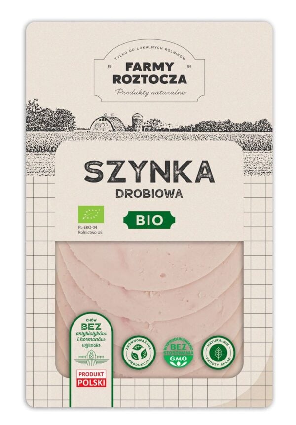 SZYNKA DROBIOWA PLASTRY BIO 100 g - FARMY  ROZTOCZA (NA ZAMÓWIENIE) (1 szt.)