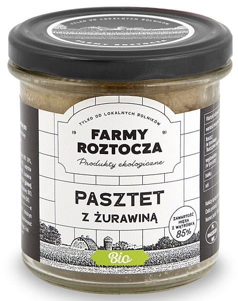 PASZTET DROBIOWO - WIEPRZOWY Z ŻURAWINĄ BIO 180 g (SŁOIK) - FARMY ROZTOCZA (2 szt.)