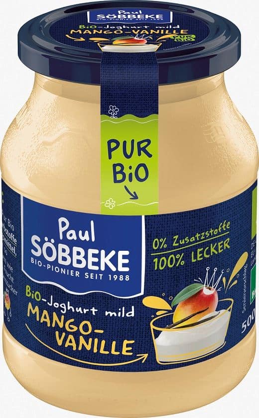JOGURT KREMOWY MANGO - WANILIA BIO 500 g (SŁOIK) - SOBBEKE (1 szt.)