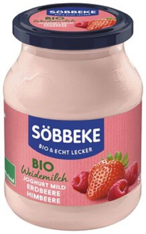 JOGURT KREMOWY TRUSKAWKA - MALINA BIO 500 g (SŁOIK) - SOBBEKE (1 szt.)