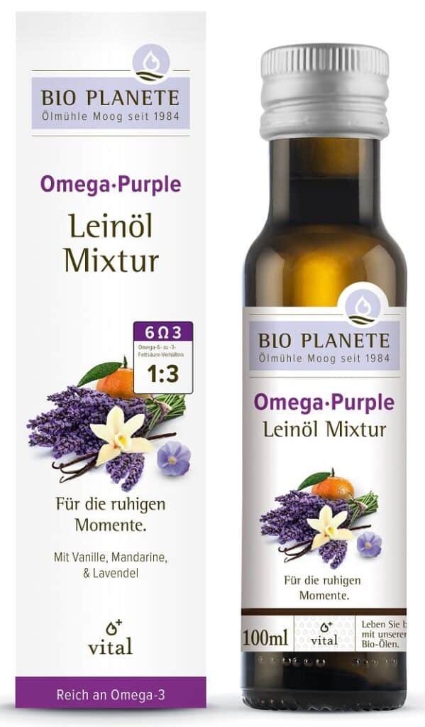 OMEGA PURPLE - MIESZANKA Z OLEJEM LNIANYM (MANDARYNKA, WANILIA, LAWENDA) BIO 100 ml - BIO PLANETE (1 szt.)