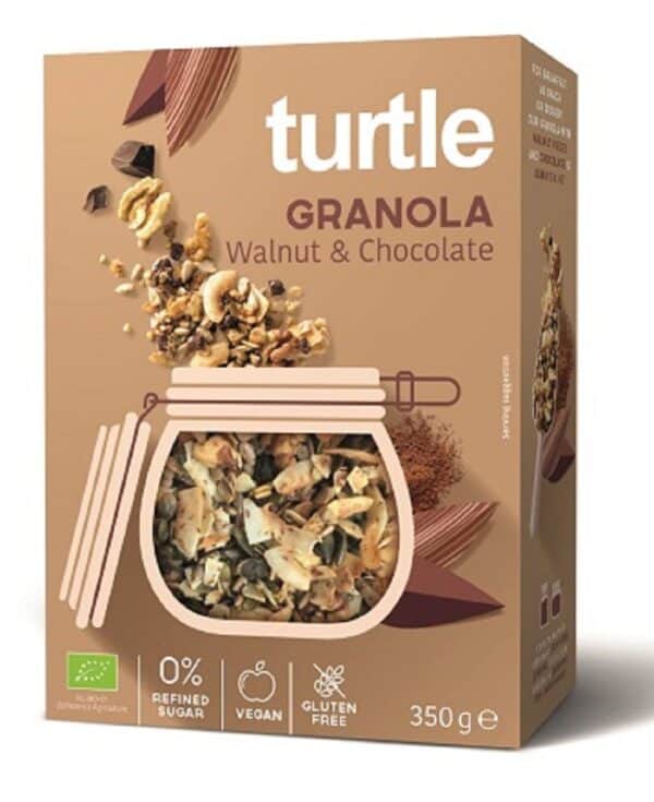 GRANOLA ORZECH WŁOSKI - CZEKOLADA BEZGLUTENOWA BIO 350 g - TURTLE (1 szt.)