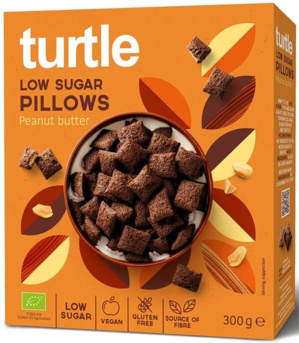 PODUSZKI ZBOŻOWE Z KREMEM Z ORZESZKÓW ZIEMNYCH NISKA ZAWARTOŚĆ CUKRÓW BEZGLUTENOWE BIO 300 g - TURTLE (1 szt.)