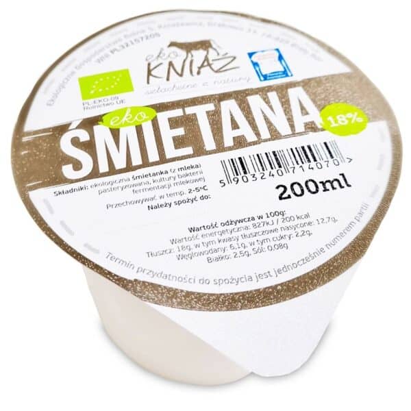 ŚMIETANA 18 % BIO 200 ml - EKO KNIAŹ (NA ZAMÓWIENIE) (1 szt.)