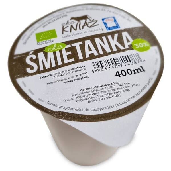 ŚMIETANKA 30 % BIO 400 ml - EKO KNIAŹ (NA ZAMÓWIENIE) (1 szt.)