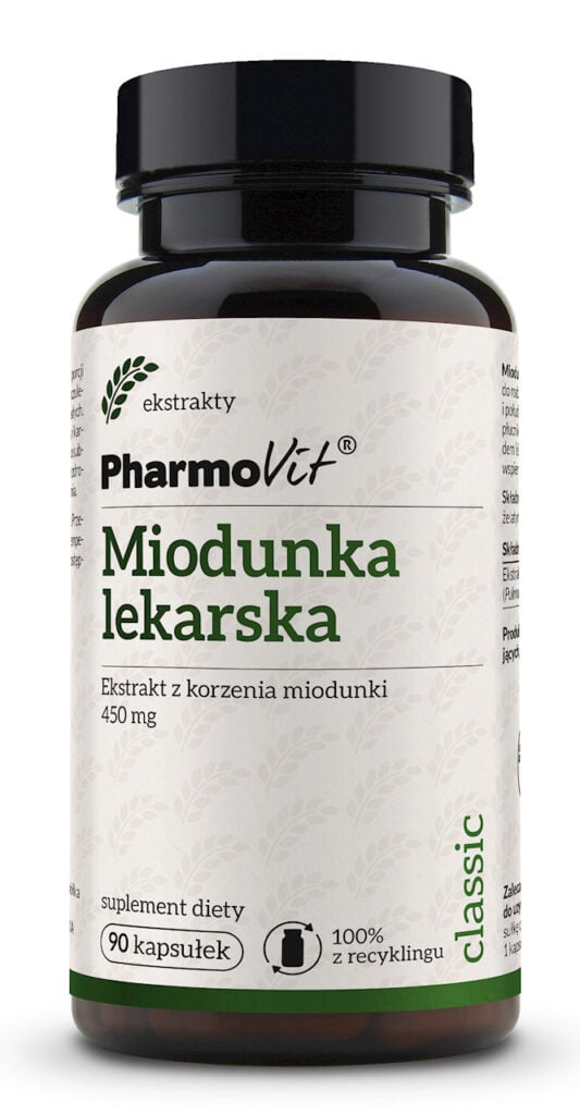 MIODUNKA LEKARSKA EKSTRAKT (450 mg) BEZGLUTENOWY 90 KAPSUŁEK - PHARMOVIT (CLASSIC) (1 szt.)