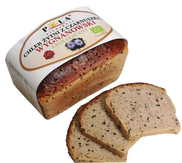 CHLEB ŻYTNI WYGNANOWSKI Z CZARNUSZKĄ BIO 350 g - POLA (NA ZAMÓWIENIE) (1 szt.)