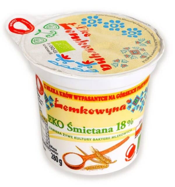 ŚMIETANA 18 % BIO 280 g - ŁEMKOWYNA (2 szt.)