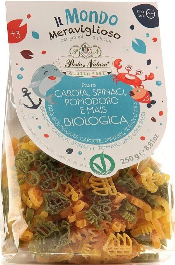 MAKARON (KUKURYDZIANY TRÓJKOLOROWY) DLA DZIECI OCEAN BEZGLUTENOWY BIO 250 g - PASTA NATURA (1 szt.)