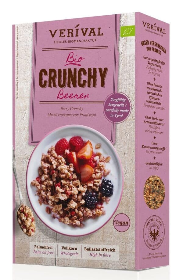 CRUNCHY Z OWOCAMI LEŚNYMI BIO 375 g - VERIVAL (2 szt.)