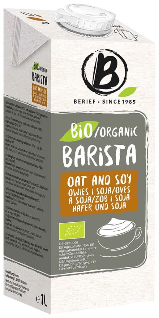 NAPÓJ OWSIANO - SOJOWY BARISTA BEZ DODATKU CUKRÓW BIO 1 L - BERIEF (1 szt.)