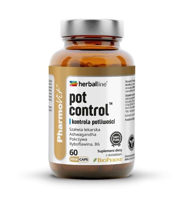 KAPSUŁKI NA KONTROLĘ POTLIWOŚCI (POT CONTROL) BEZGLUTENOWE 60 szt. - PHARMOVIT (HERBALLINE) (1 szt.)