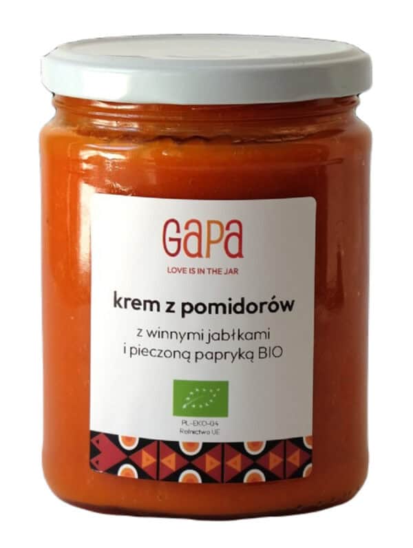 KREM Z POMIDORÓW Z PIECZONĄ PAPRYKĄ I WINNYMI JABŁKAMI BIO 450 g - GAPA (1 szt.)