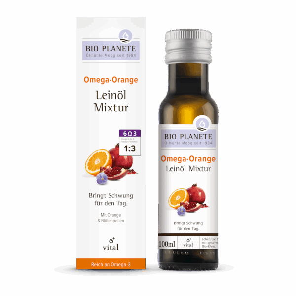 OMEGA ORANGE - MIESZANKA Z OLEJEM LNIANYM (PYŁEK KWIATOWY, POMARAŃCZA) BIO 100 ml - BIO PLANETE (1 szt.)
