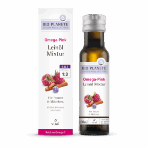 OMEGA PINK - MIESZANKA Z OLEJEM LNIANYM (MALINA, CYNAMON, KURKUMA) BIO 100 ml - BIO PLANETE (1 szt.)