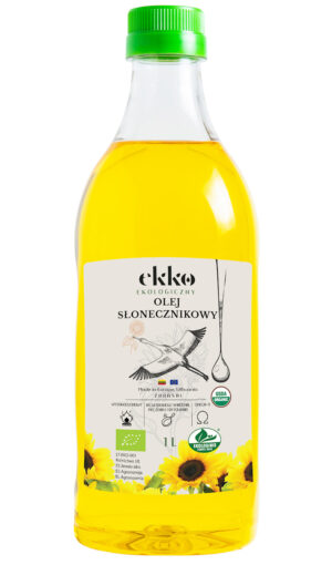OLEJ SŁONECZNIKOWY DO GOTOWANIA I SMAŻENIA TŁOCZONY NA ZIMNO BIO 1 L - EKKO (2 szt.)