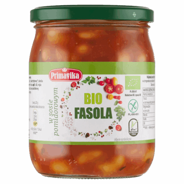 FASOLA W SOSIE POMIDOROWYM BEZGLUTENOWA BIO 440 g - PRIMAVIKA (2 szt.)