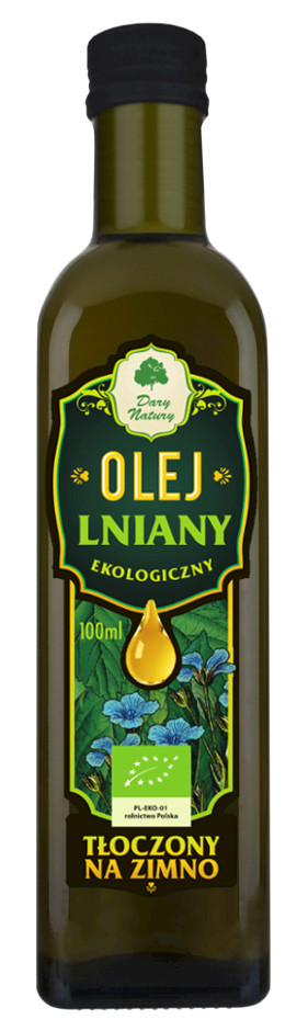 OLEJ LNIANY TŁOCZONY NA ZIMNO BIO 100 ml - DARY NATURY (1 szt.)