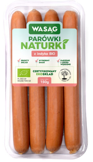 PARÓWKI Z INDYKA BIO 150 g - WASĄG (Z PÓŁKI) (1 szt.)