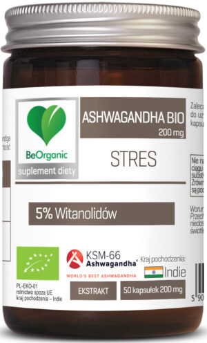 ASHWAGANDHA EKSTRAKT BIO (200 mg) 50 KAPSUŁEK - BE ORGANIC (1 szt.)