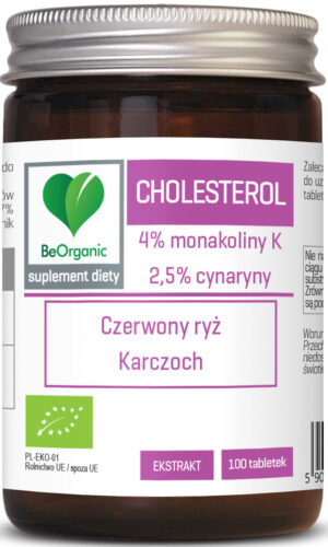 TABLETKI NA PRAWIDŁOWY POZIOM CHOLESTEROLU (CZERWONY RYŻ, KARCZOCH) BIO 100 szt. - BE ORGANIC (1 szt.)
