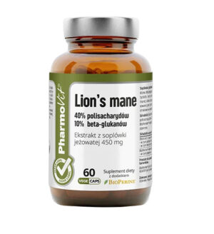 GRZYBY SOPLÓWKA JEŻOWATA (LION'S MANE) EKSTRAKT (450 mg) BEZGLUTENOWY 60 KAPSUŁEK - PHARMOVIT (CLEAN LABEL) (1 szt.)