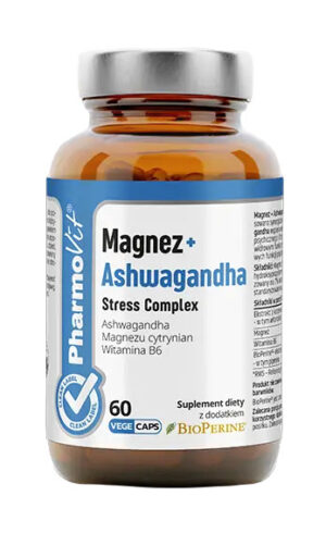 MAGNEZ + ASHWAGANDHA STRESS COMPLEX BEZGLUTENOWE 60 KAPSUŁEK - PHARMOVIT (CLEAN LABEL) (1 szt.)