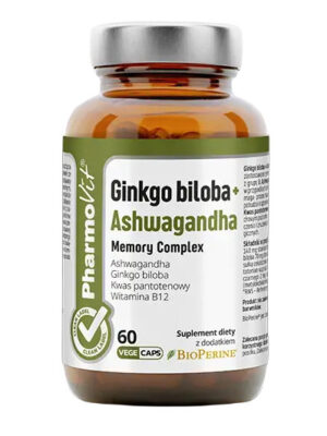 GINKGO BILOBA + ASHWAGANDHA MEMORY COMPLEX BEZGLUTENOWE 60 KAPSUŁEK - PHARMOVIT (CLEAN LABEL) (1 szt.)