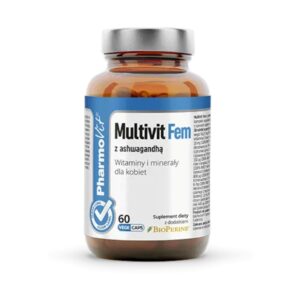 MULTIWITAMINA (MULTIVIT FEM Z Z ASHWAGANDHĄ) DLA KOBIET BEZGLUTENOWA 60 KAPSUŁEK - PHARMOVIT (CLEAN LABEL) (1 szt.)