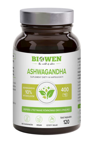 ASHWAGANDHA EKSTRAKT (400 mg) BEZGLUTENOWY 120 KAPSUŁEK - BIOWEN (1 szt.)