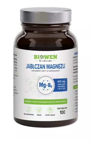 JABŁCZAN MAGNEZU + WITAMINA B6 100 KAPSUŁEK - BIOWEN (1 szt.)