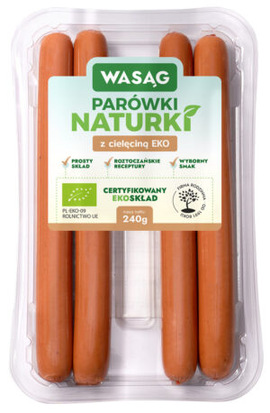 PARÓWKI Z CIELĘCINĄ BIO 240 g - WASĄG (NA ZAMÓWIENIE) (1 szt.)