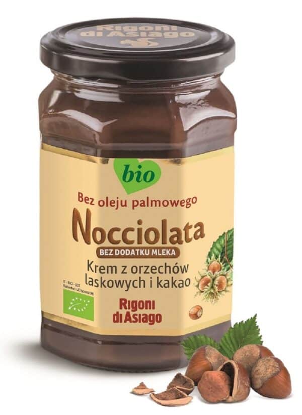 KREM WEGAŃSKI Z ORZECHÓW LASKOWYCH I KAKAO BEZGLUTENOWY BIO 250 g - RIGONI DI ASIAGO (NOCCIOLATA) (2 szt.)