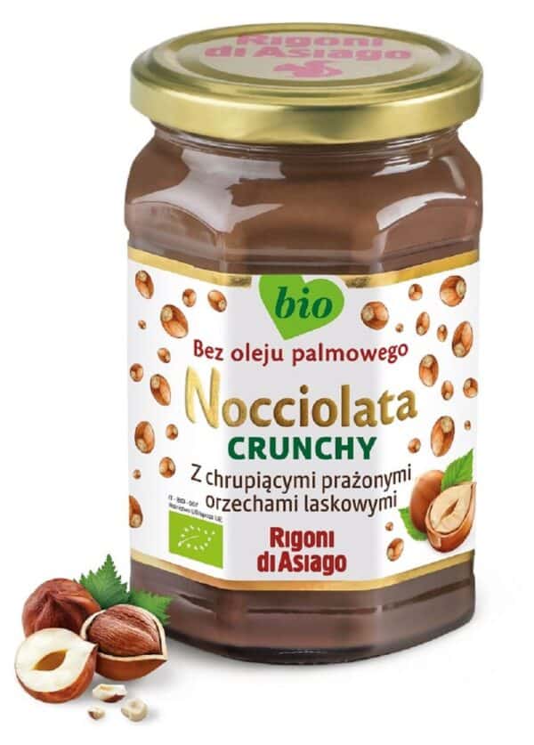 KREM Z ORZECHÓW LASKOWYCH I KAKAO CRUNCHY BEZGLUTENOWY BIO 250 g - RIGONI DI ASIAGO (NOCCIOLATA) (2 szt.)