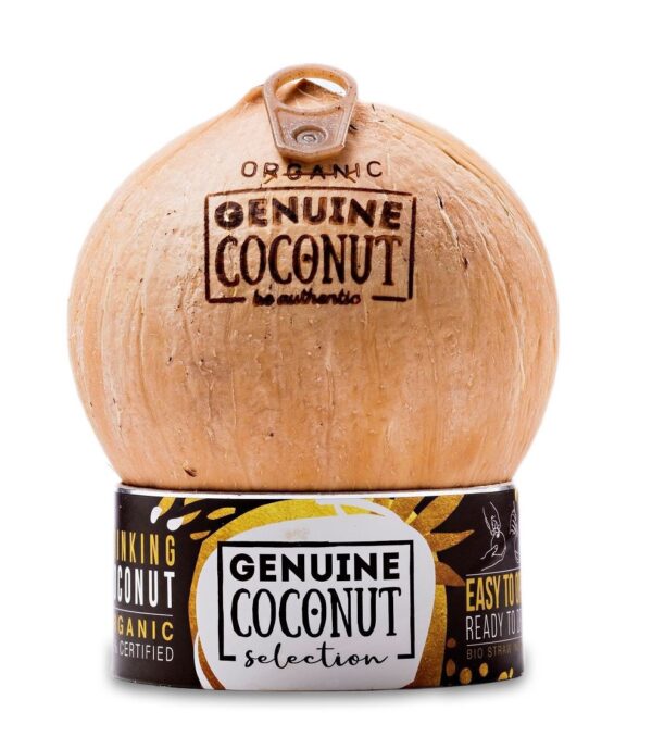 KOKOS BIO Z ZAWLECZKĄ I SŁOMKĄ (około 0,50 kg) - GENUINE COCONUT (1 szt.)