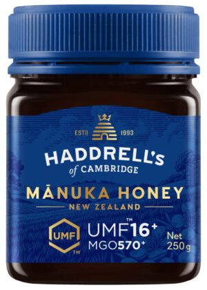 MIÓD MANUKA UMF 16+ MGO 570+ 250 g - HADDRELL'S OF CAMBRIDGE (1 szt.)