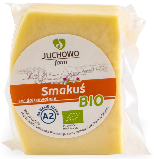 SER ŻÓŁTY DOJRZEWAJĄCY SMAKUŚ Z MLEKA A2 BIO (około 0,30 kg) - JUCHOWO (NA ZAMÓWIENIE)