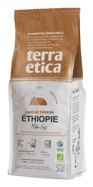 KAWA MIELONA ARABICA 100 % MOKA GUJI ETIOPIA FAIR TRADE BIO 250 g - TERRA ETICA (1 szt.)