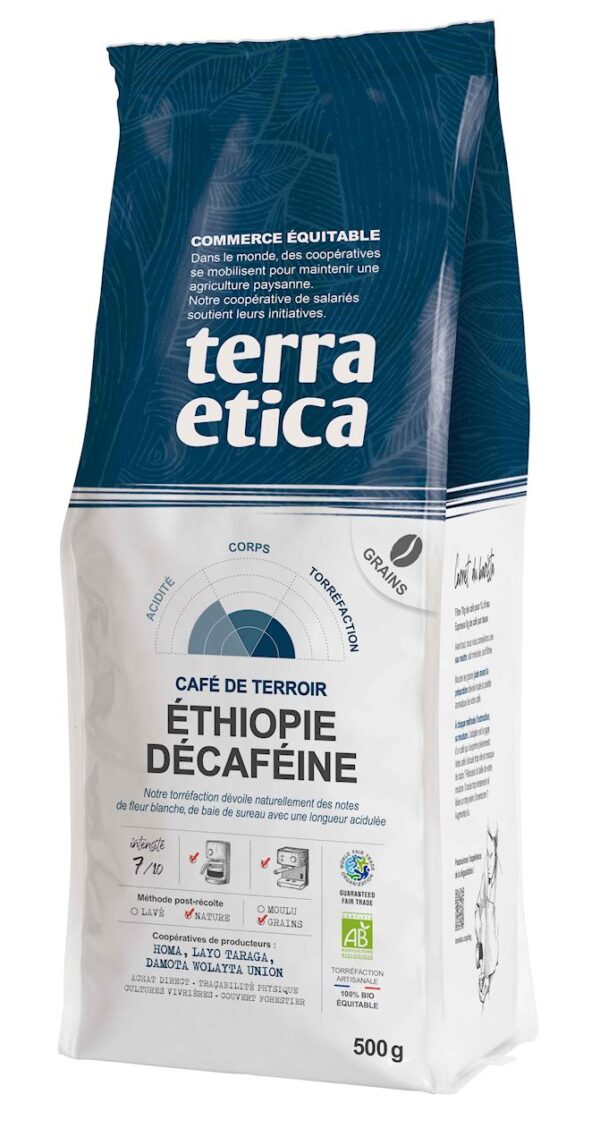 KAWA ZIARNISTA BEZKOFEINOWA ARABICA 100 % ETIOPIA FAIR TRADE BIO 500 g - TERRA ETICA (1 szt.)