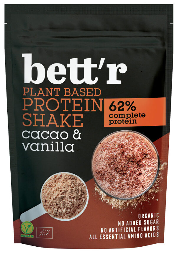 SHAKE PROTEINOWY KAKAO I WANILIA BEZ DODATKU CUKRÓW BIO 500 g - BETT'R (1 szt.)