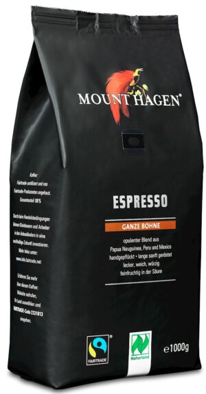 KAWA ZIARNISTA ARABICA 100 % ESPRESSO FAIR TRADE BIO 1 kg - MOUNT HAGEN (1 szt.)