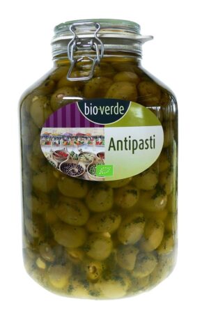 OLIWKI ZIELONE NADZIEWANE MIGDAŁAMI Z ZIOŁAMI W OLEJU BIO 4,75 kg (SŁOIK) - BIO-VERDE (1 szt.)