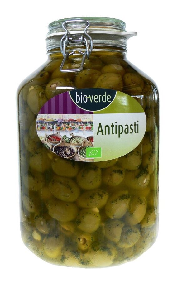 OLIWKI ZIELONE NADZIEWANE MIGDAŁAMI Z ZIOŁAMI W OLEJU BIO 4,75 kg (SŁOIK) - BIO-VERDE (1 szt.)