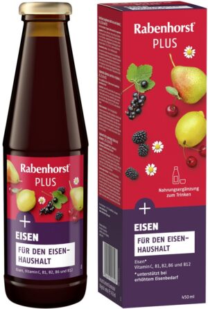 NAPÓJ OWOCOWO - ZIOŁOWY Z ŻELAZEM I WITAMINAMI C, B1, B2, B6, B12 450 ml - RABENHORST (1 szt.)
