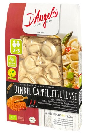 CAPPELLETTI ORKISZOWE Z SOCZEWICĄ PIKANTNE BIO 250 g - D`ANGELO (1 szt.)